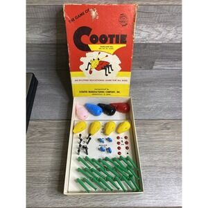 Vintage 1949 The Game of Cootie Build A Bug Original Box Missing Dice And 1 eye